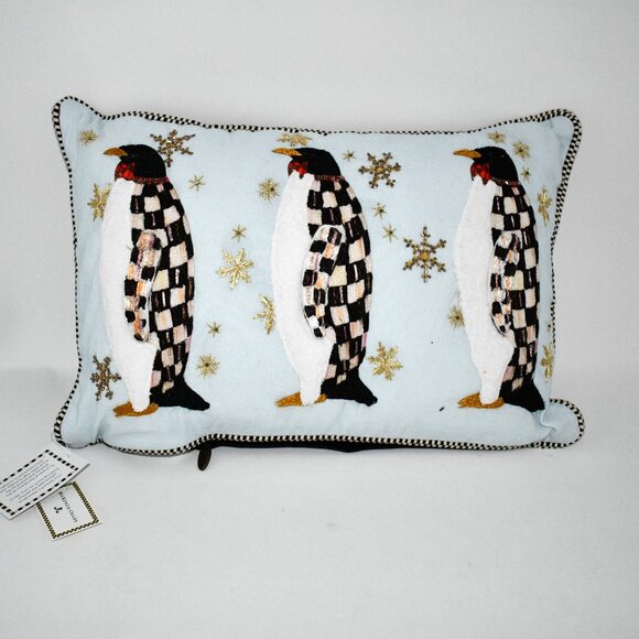 MacKenzie-Childs Holiday Collection Penguin Parade Throw...
